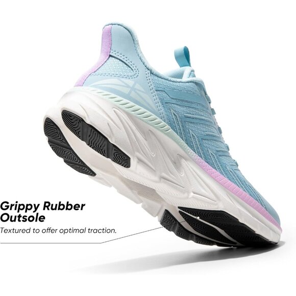 Womens Light Blue Walking Shoes Comfort Breathable Non-Slip Gym Training Sneaker - Picture 5 of 8